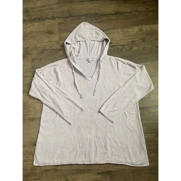Barefoot Dreams CozyChic Ultra Lite Pointelle Hoodie Sweater Soft Violet size XL - Picture 2 of 12